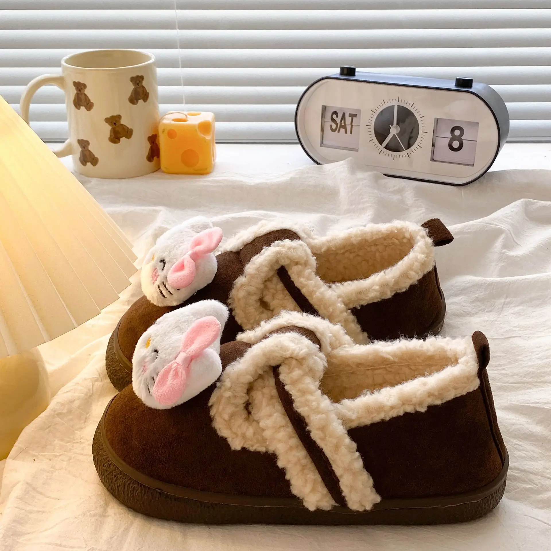 Winter Women's Warm Fleece Lined Slippers Brown - Image 4