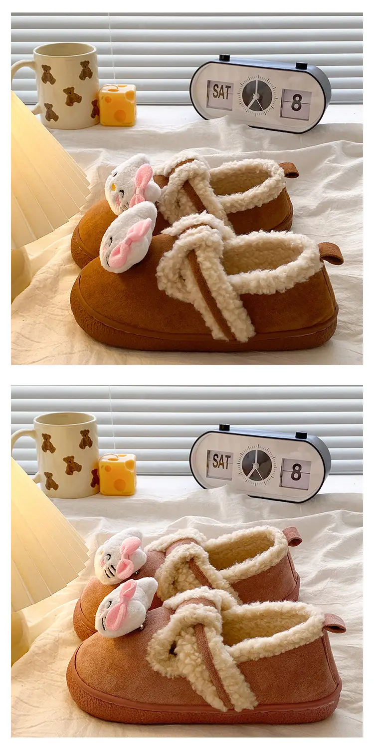 Winter Women's Warm Fleece Lined Slippers Brown — feature 16