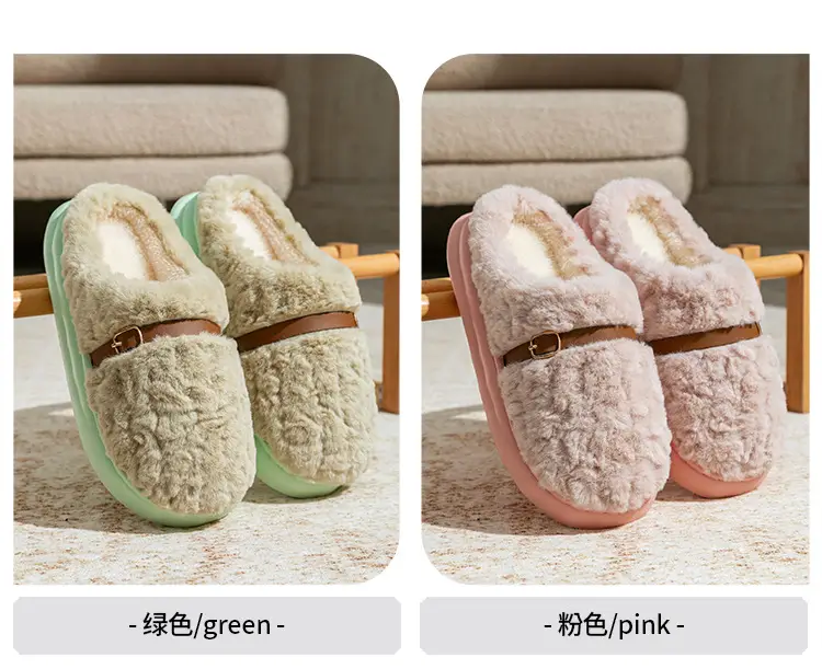 Men's Cotton Slippers for Autumn and Winter, Closed-Toe, Warm, Plush, Thickened, Soft-Soled, Lightweight, Comfortable, Couple's Home Maternity Shoes for Women — feature 10