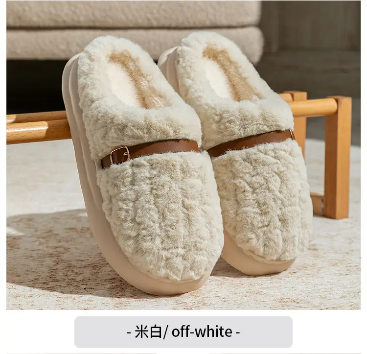Men's Cotton Slippers for Autumn and Winter, Closed-Toe, Warm, Plush, Thickened, Soft-Soled, Lightweight, Comfortable, Couple's Home Maternity Shoes for Women — feature 11