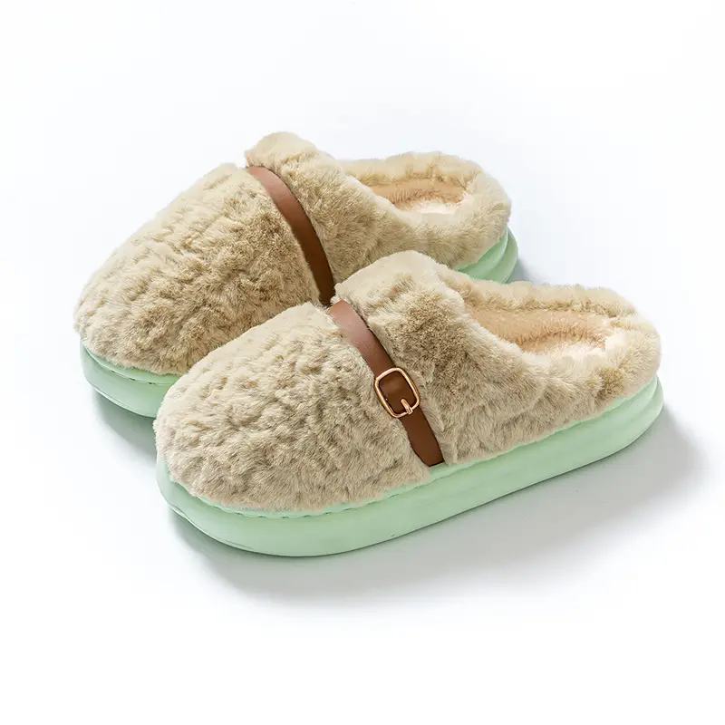 Men's Cotton Slippers for Autumn and Winter, Closed-Toe, Warm, Plush, Thickened, Soft-Soled, Lightweight, Comfortable, Couple's Home Maternity Shoes for Women