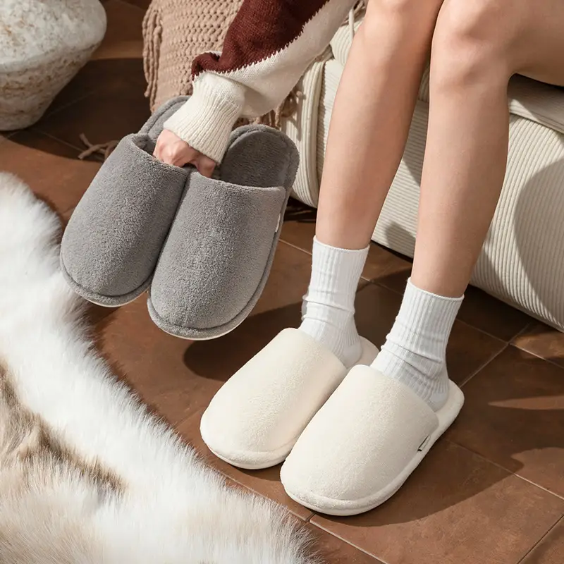 Autumn and Winter Japanese-Style Simple Cotton Slippers for Men, Indoor Home, Cold-Proof, Anti-Slip, Smelly Feet, Couples, Silent Cotton Slippers for Women - Image 9