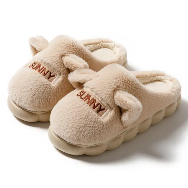 Cute Fleece Lined Cotton Slippers for Women Pink Grey