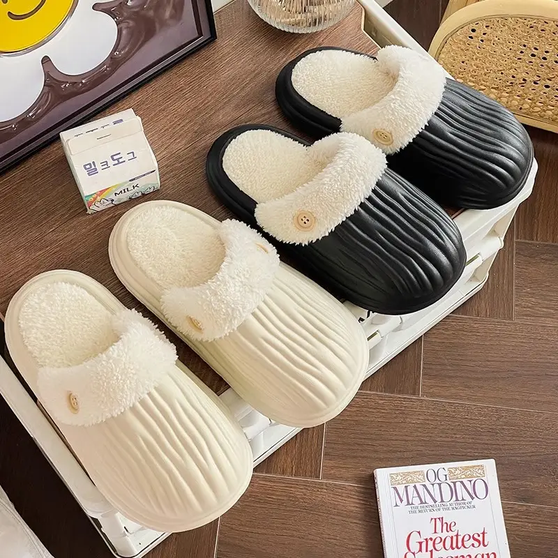 New Winter Detachable Cotton Shoes for Men and Women, Warm and Waterproof Cotton Slippers, Thick-Soled Autumn and Winter Home Slippers with a Soft Cushioning Feel - Image 8