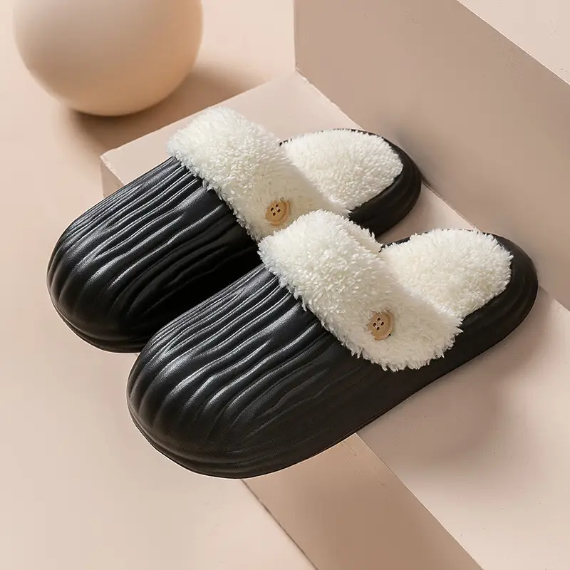 New Winter Detachable Cotton Shoes for Men and Women, Warm and Waterproof Cotton Slippers, Thick-Soled Autumn and Winter Home Slippers with a Soft Cushioning Feel - Image 4