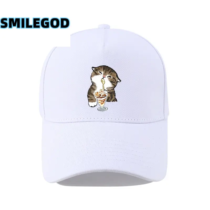 White Cat Embroidered Baseball Cap for Men Women - Image 6