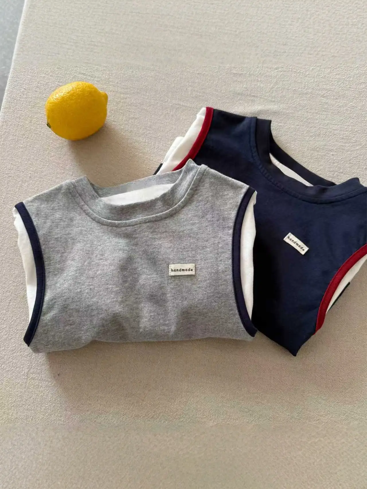 Boys Grey White Two-Piece Cotton T-Shirt - Image 4