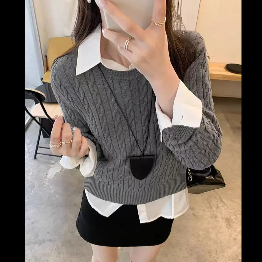 Twist Knit Pullover Sweater with a High-End Feel, Women's 2026 New Autumn and Winter Slim-Fit Short Top