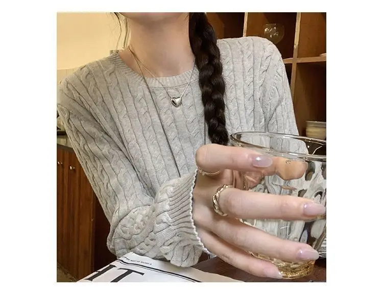 Twist Knit Pullover Sweater with a High-End Feel, Women's 2026 New Autumn and Winter Slim-Fit Short Top — feature 10