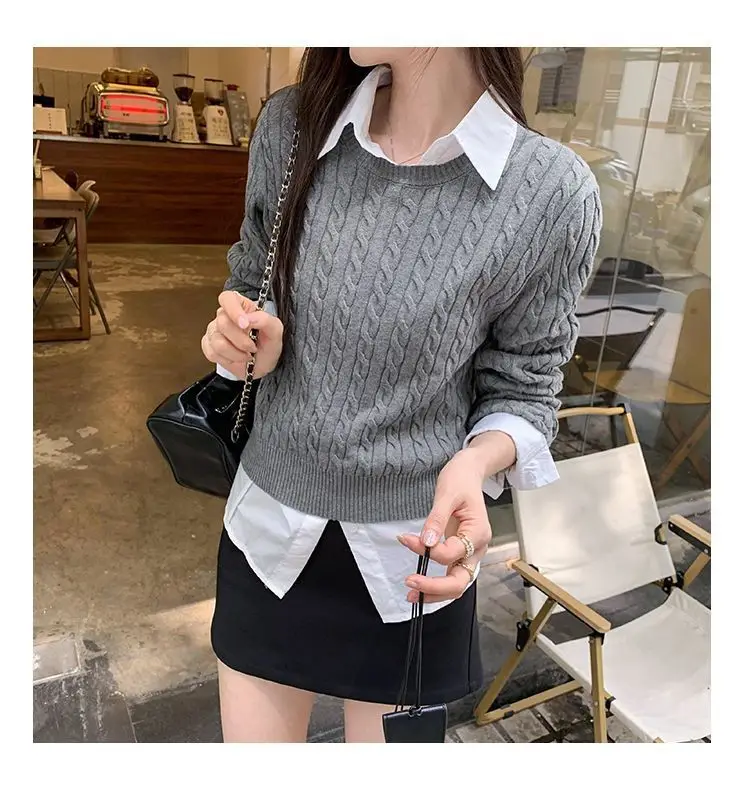 Twist Knit Pullover Sweater with a High-End Feel, Women's 2026 New Autumn and Winter Slim-Fit Short Top — feature 12