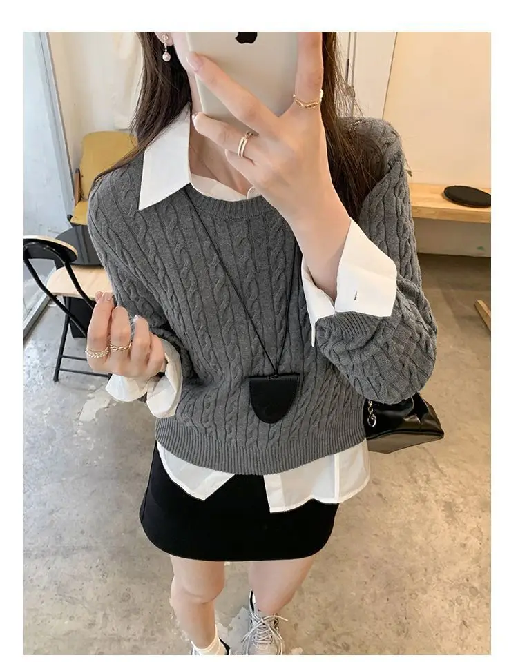 Twist Knit Pullover Sweater with a High-End Feel, Women's 2026 New Autumn and Winter Slim-Fit Short Top — feature 16