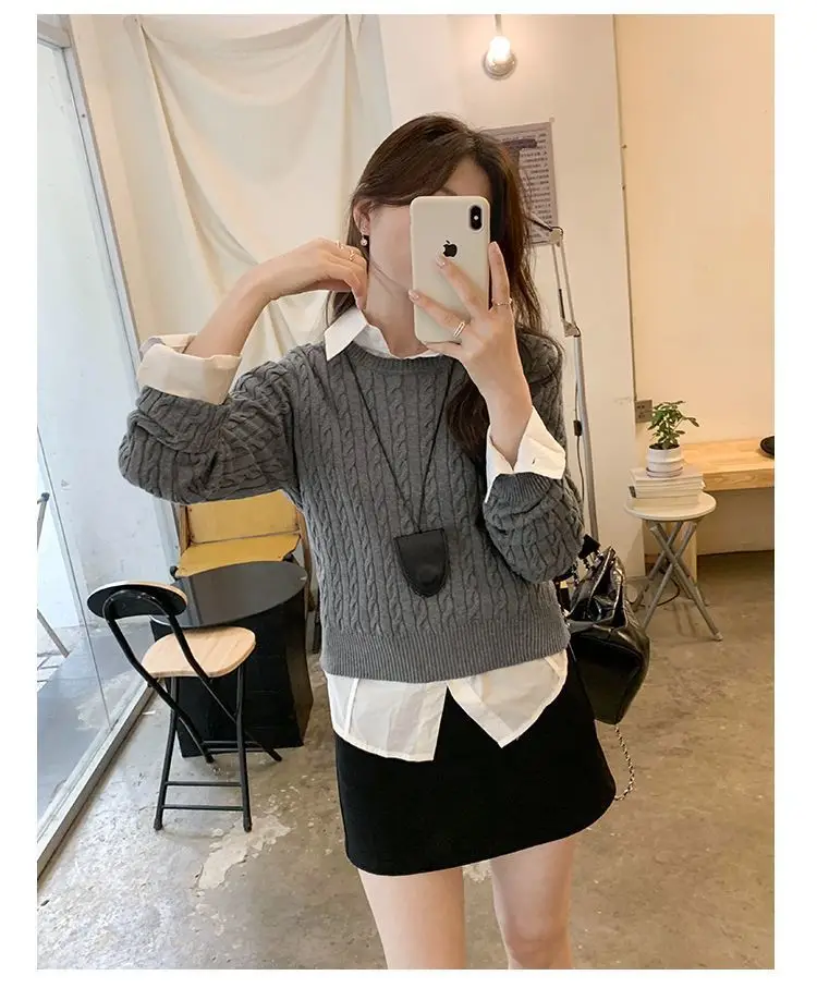 Twist Knit Pullover Sweater with a High-End Feel, Women's 2026 New Autumn and Winter Slim-Fit Short Top — feature 17