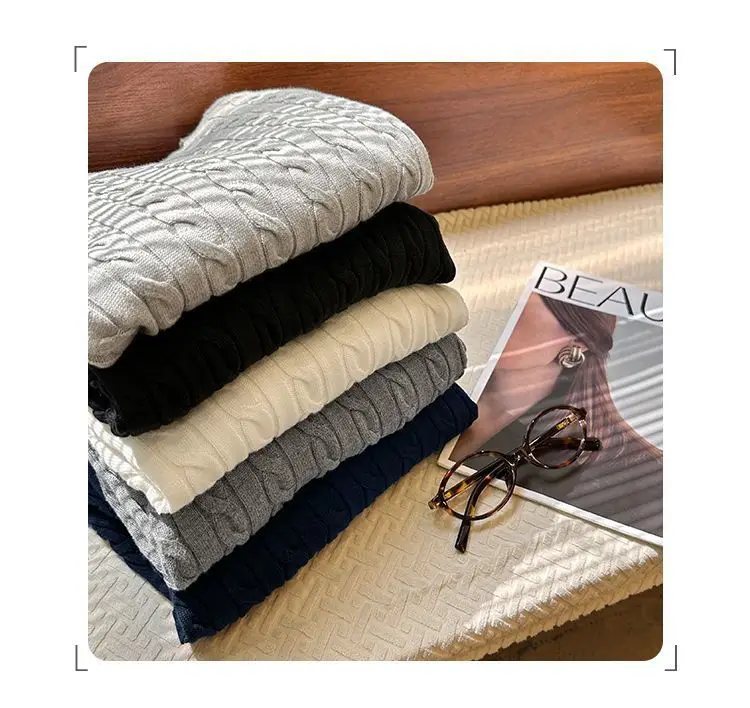 Twist Knit Pullover Sweater with a High-End Feel, Women's 2026 New Autumn and Winter Slim-Fit Short Top — feature 2