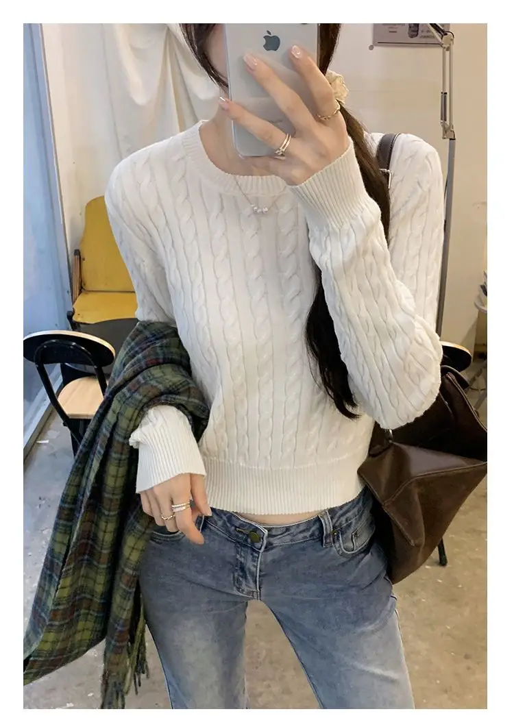 Twist Knit Pullover Sweater with a High-End Feel, Women's 2026 New Autumn and Winter Slim-Fit Short Top — feature 20