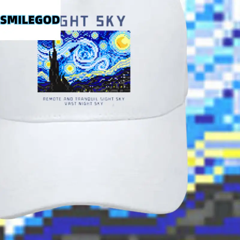 Men's White Van Gogh Cap with Painting Design - Image 6