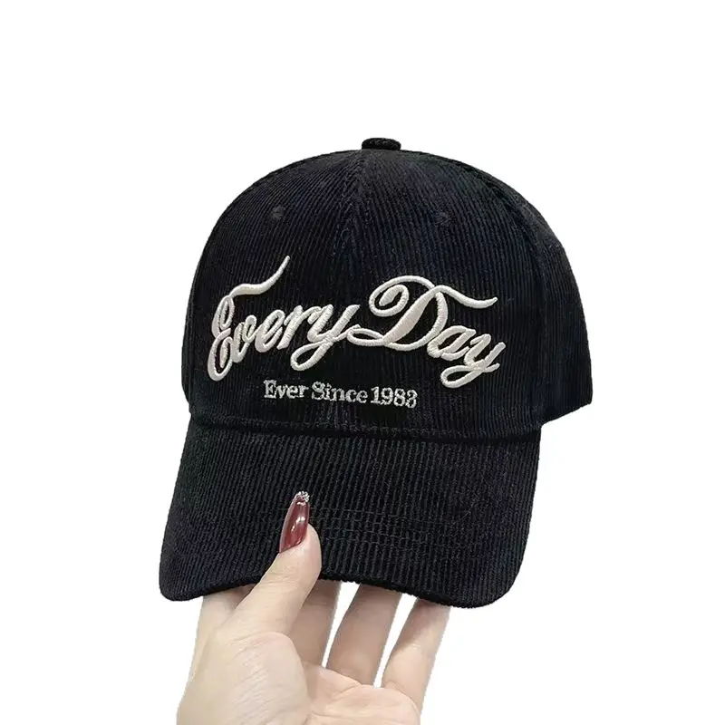 2025 Cotton Knitted Baseball Cap Women Men Black