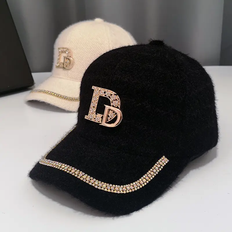 Mohair Duckbill Cap with Gold Embroidery for Women - Image 8