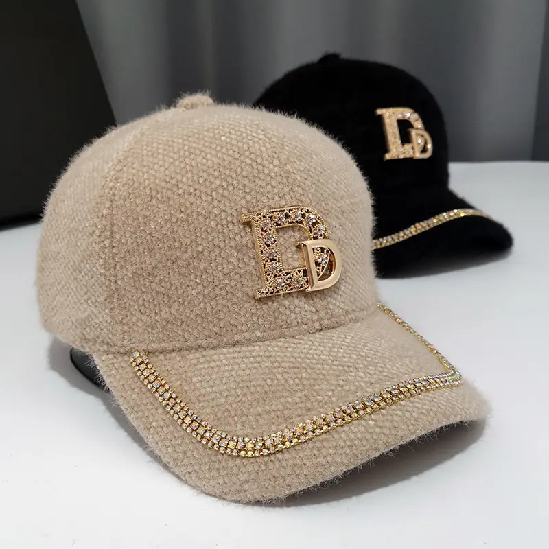 Mohair Duckbill Cap with Gold Embroidery for Women - Image 9