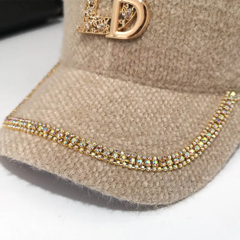 Mohair Duckbill Cap with Gold Embroidery for Women - Image 10