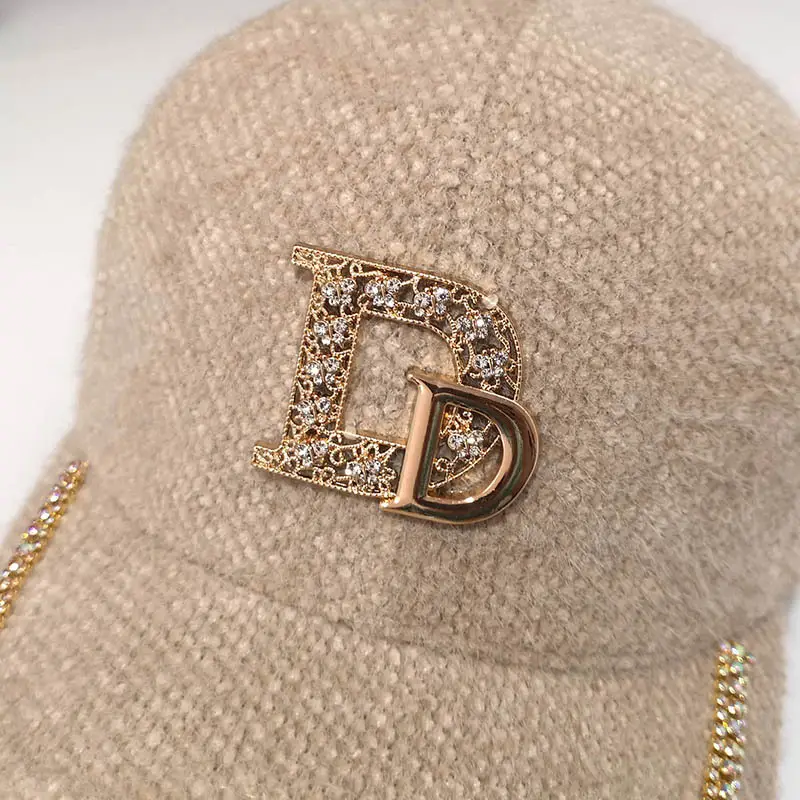 Mohair Duckbill Cap with Gold Embroidery for Women - Image 11