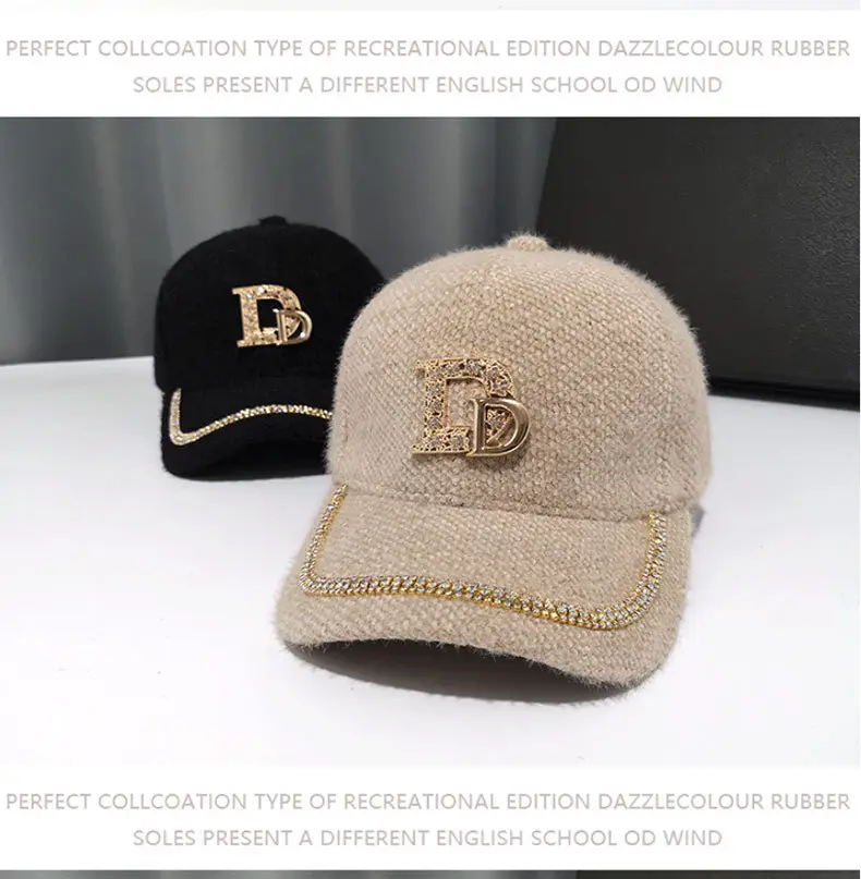 Mohair Duckbill Cap with Gold Embroidery for Women — feature 11