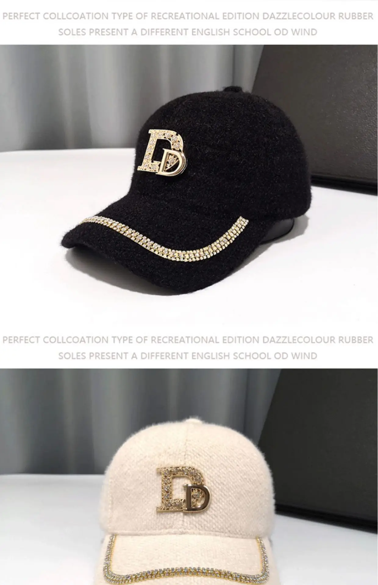 Mohair Duckbill Cap with Gold Embroidery for Women — feature 16