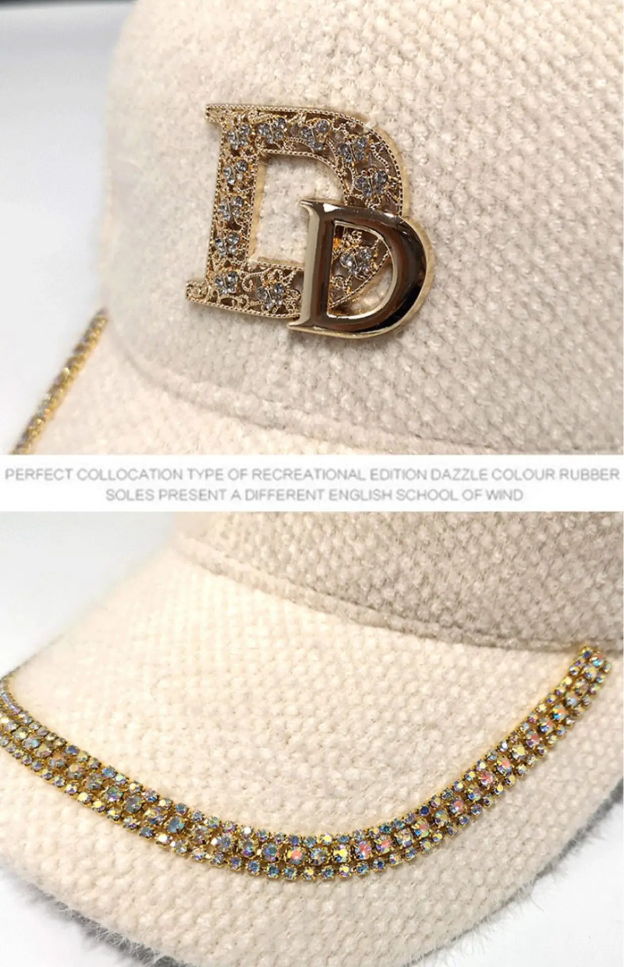 Mohair Duckbill Cap with Gold Embroidery for Women — feature 19