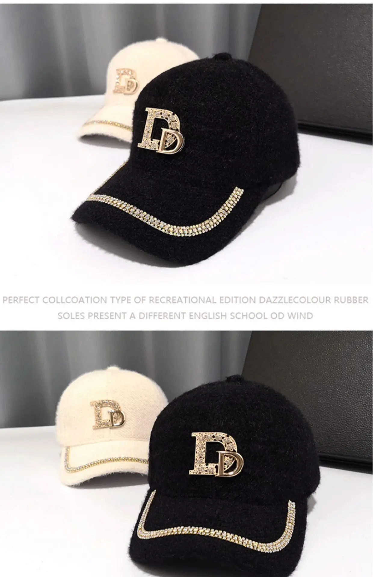 Mohair Duckbill Cap with Gold Embroidery for Women — feature 5