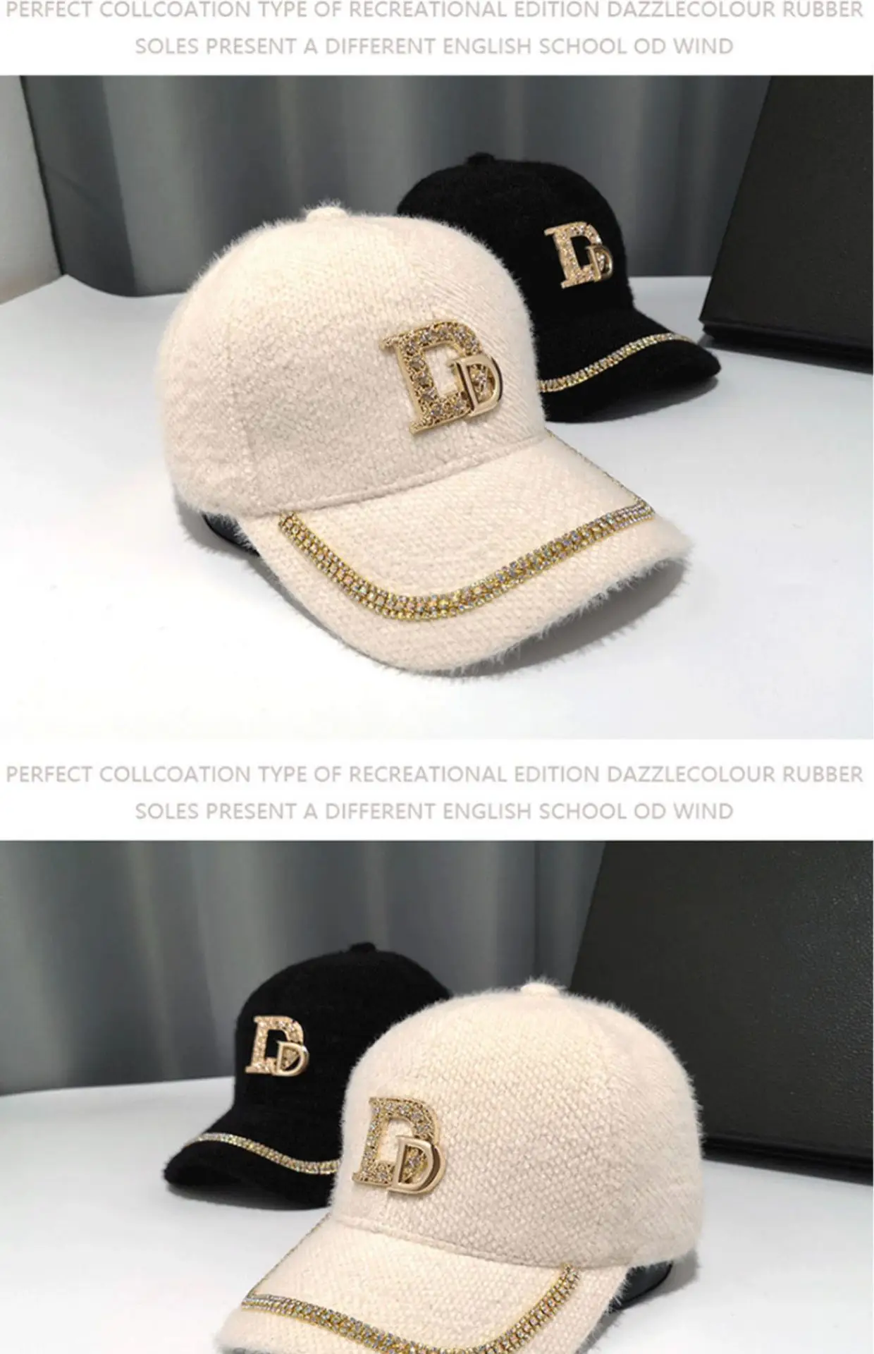 Mohair Duckbill Cap with Gold Embroidery for Women — feature 7
