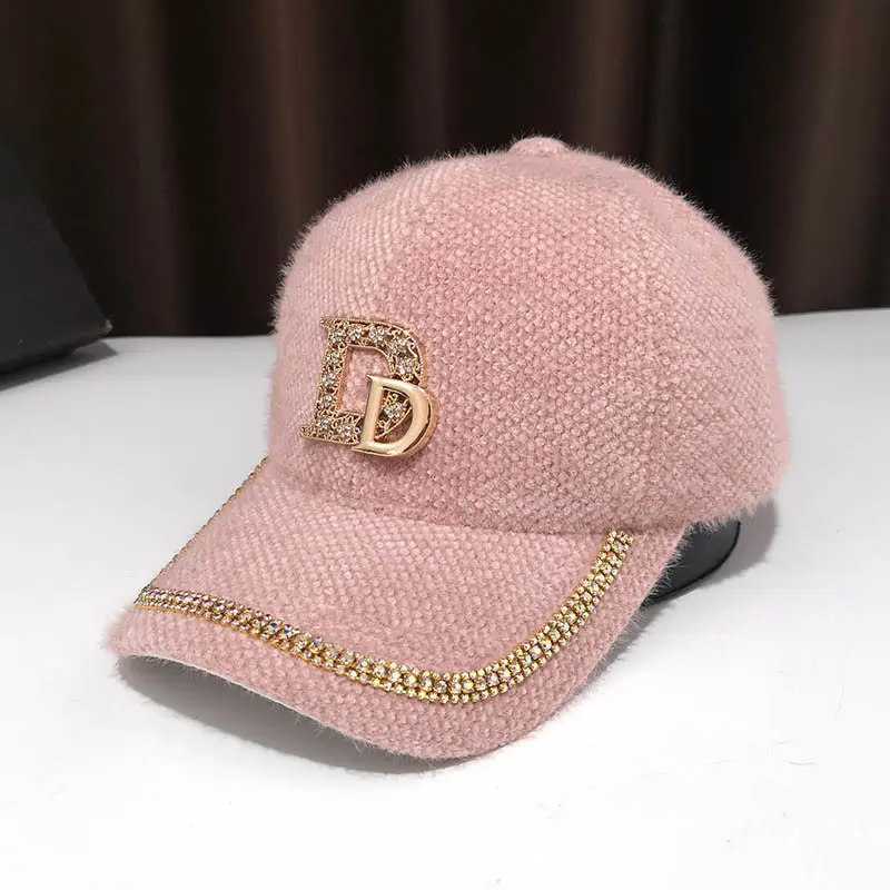 Mohair Duckbill Cap with Gold Embroidery for Women - Image 2