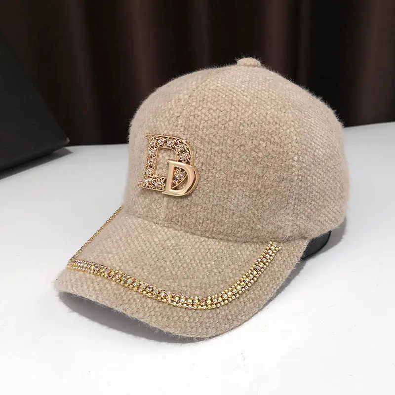 Mohair Duckbill Cap with Gold Embroidery for Women - Image 3