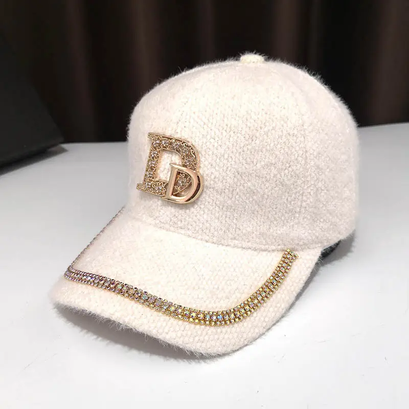 Mohair Duckbill Cap with Gold Embroidery for Women - Image 4