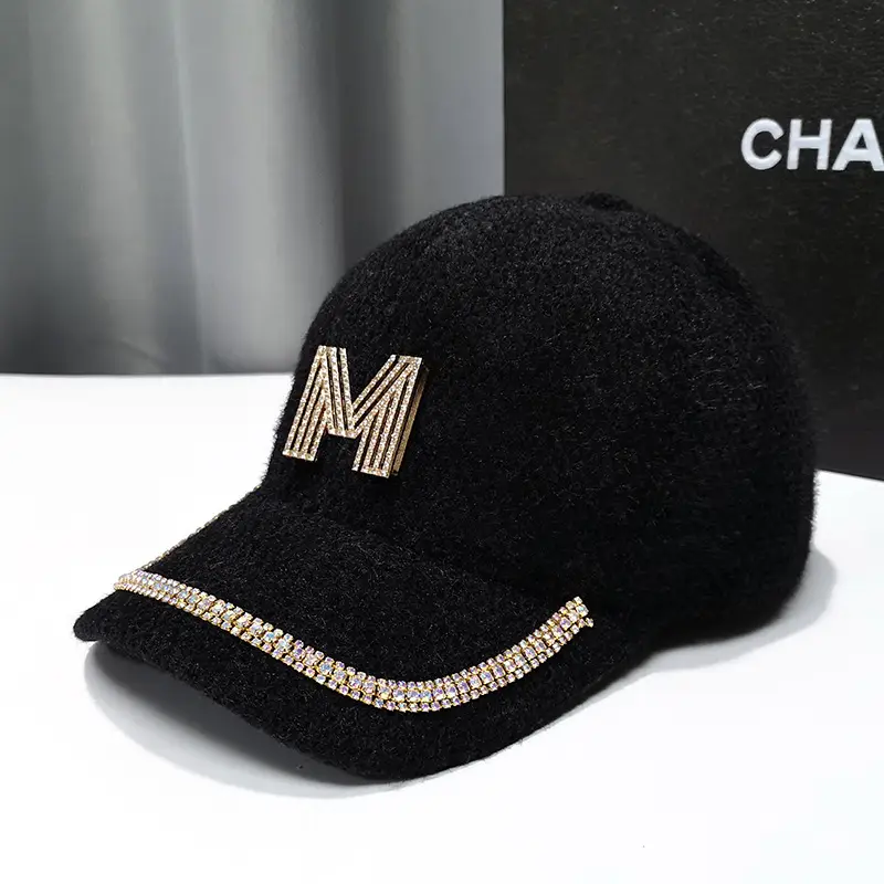 Mohair Duckbill Cap with Gold Embroidery for Women - Image 5