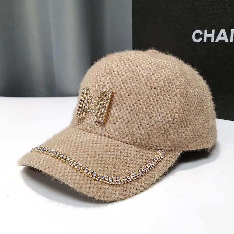 Mohair Duckbill Cap with Gold Embroidery for Women - Image 6