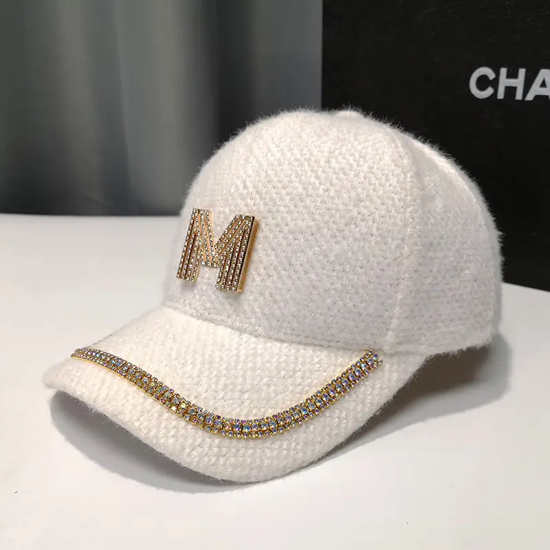 Mohair Duckbill Cap with Gold Embroidery for Women - Image 7