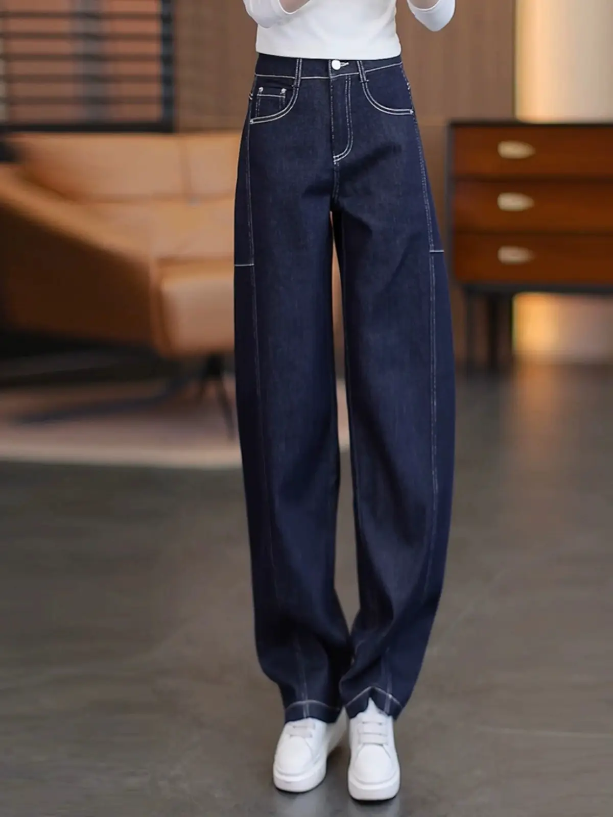 Dark Blue Scimitar Jeans Women Summer 2025 — feature 1
