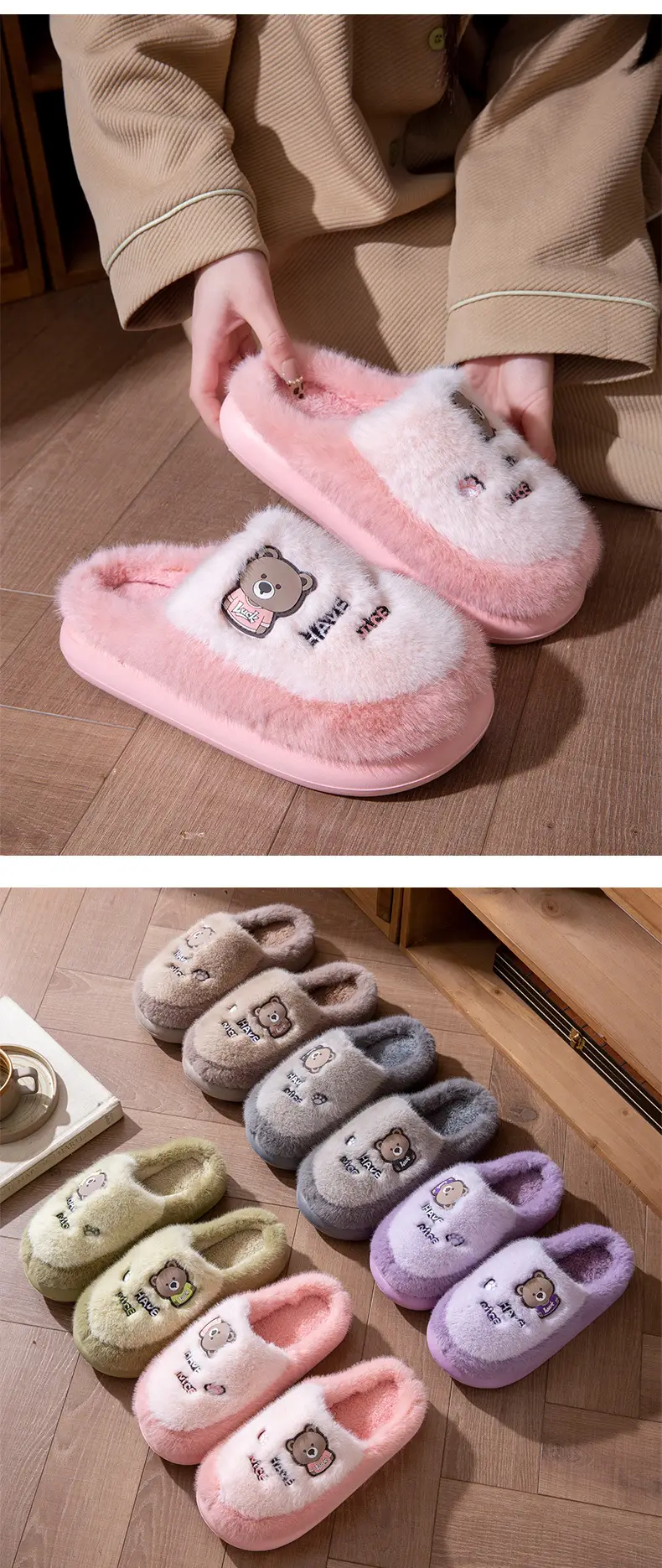 Cotton Slippers for Women Winter New Couple Indoor Home Non-Slip Thick Sole Warm Plush Cute Cartoon Cotton Slippers for Men — feature 10