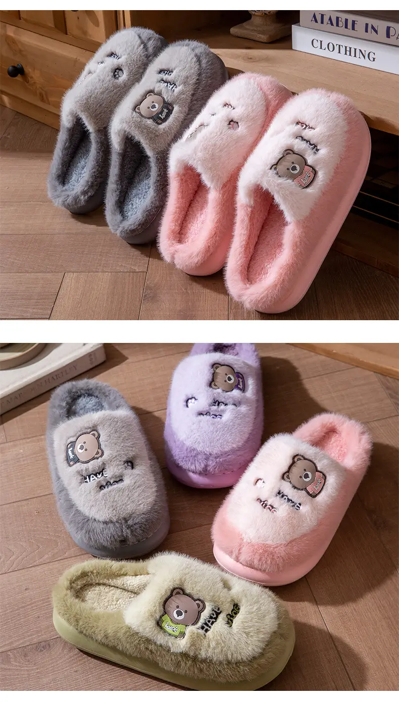 Cotton Slippers for Women Winter New Couple Indoor Home Non-Slip Thick Sole Warm Plush Cute Cartoon Cotton Slippers for Men — feature 8