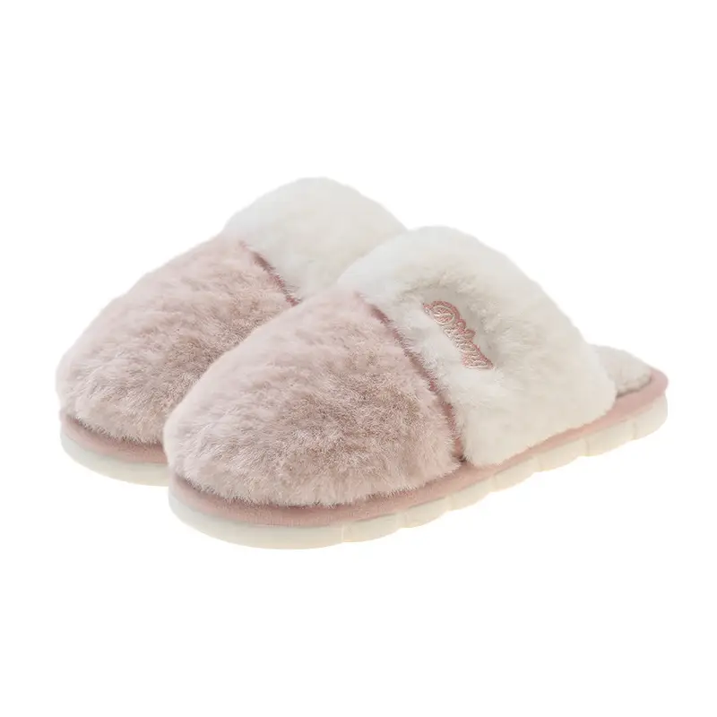Women Cotton Slippers White Grey Winter Indoor Home