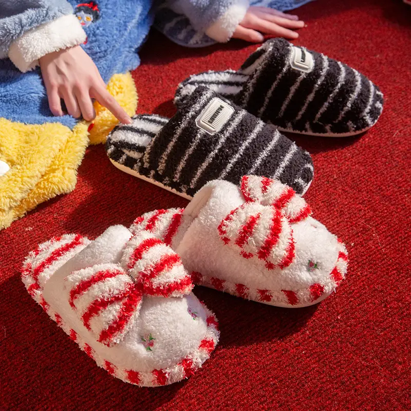 Winter Thickeneded Woolen Cotton Slippers for Women's Home Non-Slip Warm Flip-Flops Indoor and Outdoor Soft-Soled Couple Cotton Slippers - Image 7