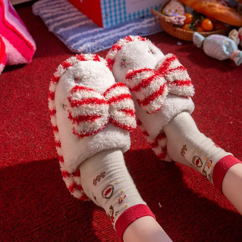 Winter Thickeneded Woolen Cotton Slippers for Women's Home Non-Slip Warm Flip-Flops Indoor and Outdoor Soft-Soled Couple Cotton Slippers - Image 9