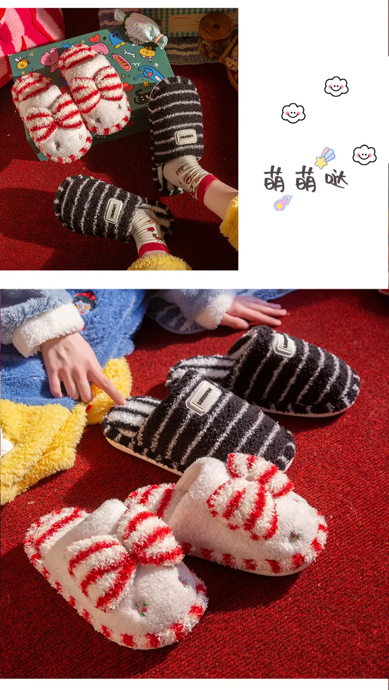 Winter Thickeneded Woolen Cotton Slippers for Women's Home Non-Slip Warm Flip-Flops Indoor and Outdoor Soft-Soled Couple Cotton Slippers — feature 6
