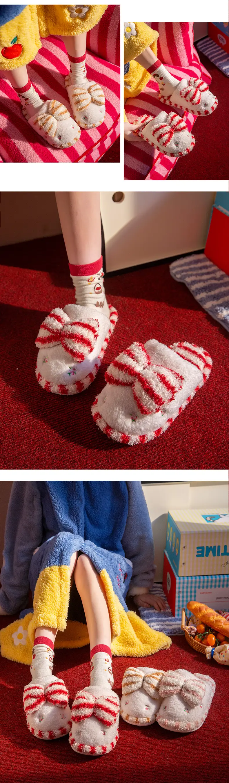 Winter Thickeneded Woolen Cotton Slippers for Women's Home Non-Slip Warm Flip-Flops Indoor and Outdoor Soft-Soled Couple Cotton Slippers — feature 7
