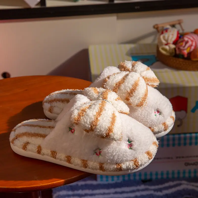 Winter Thickeneded Woolen Cotton Slippers for Women's Home Non-Slip Warm Flip-Flops Indoor and Outdoor Soft-Soled Couple Cotton Slippers - Image 2
