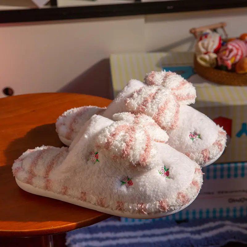 Winter Thickeneded Woolen Cotton Slippers for Women's Home Non-Slip Warm Flip-Flops Indoor and Outdoor Soft-Soled Couple Cotton Slippers - Image 3