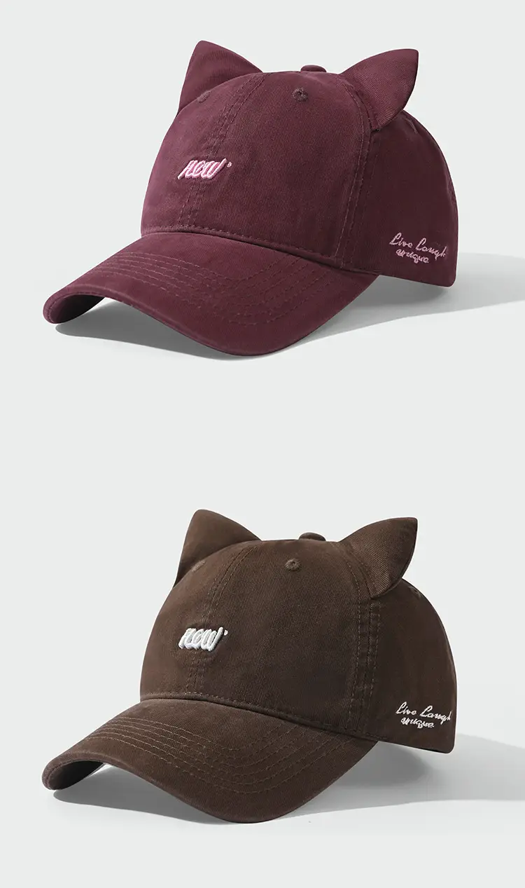 Cat Ear Baseball Caps with Letter Embroidery — feature 11