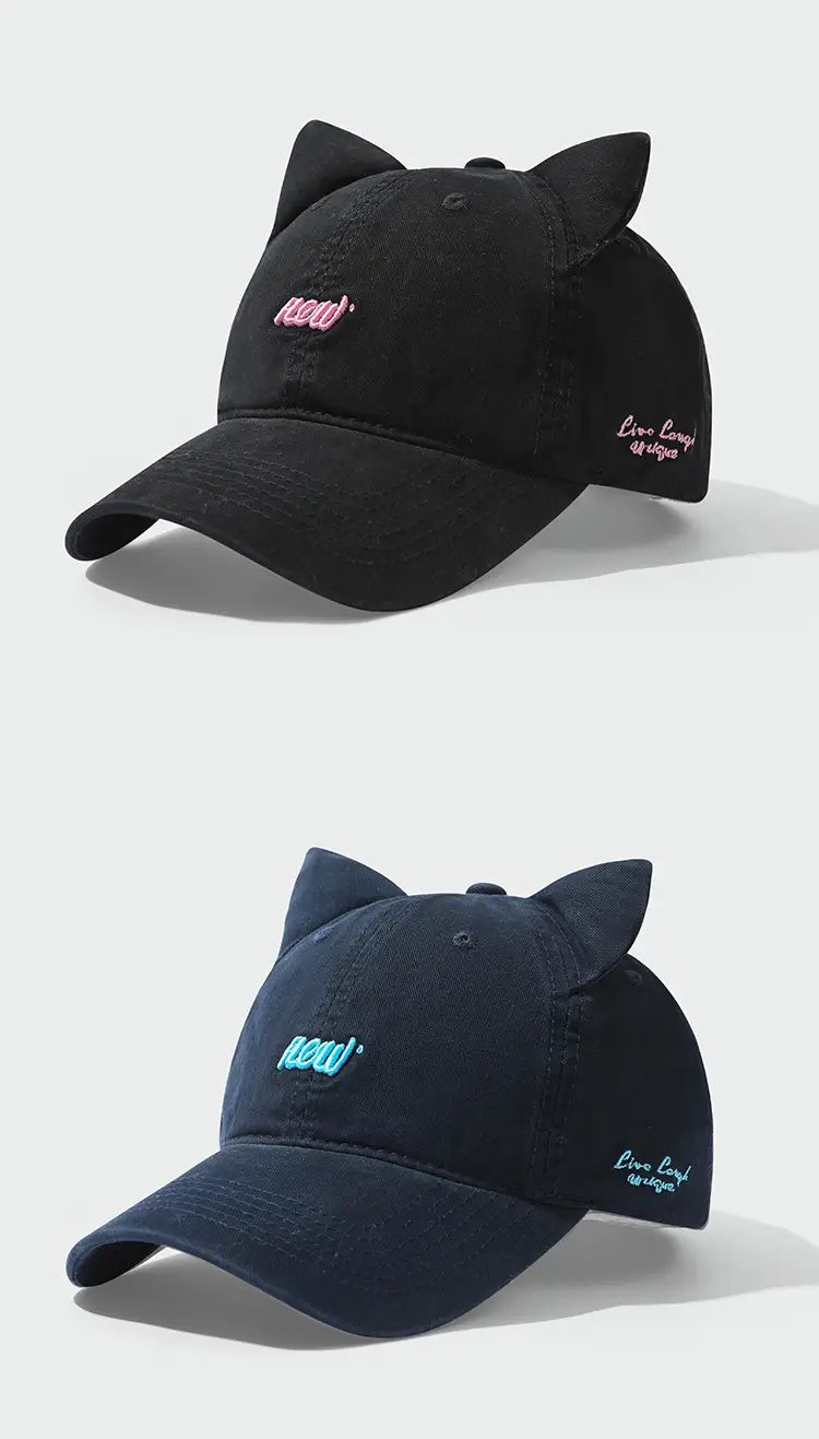 Cat Ear Baseball Caps with Letter Embroidery — feature 12