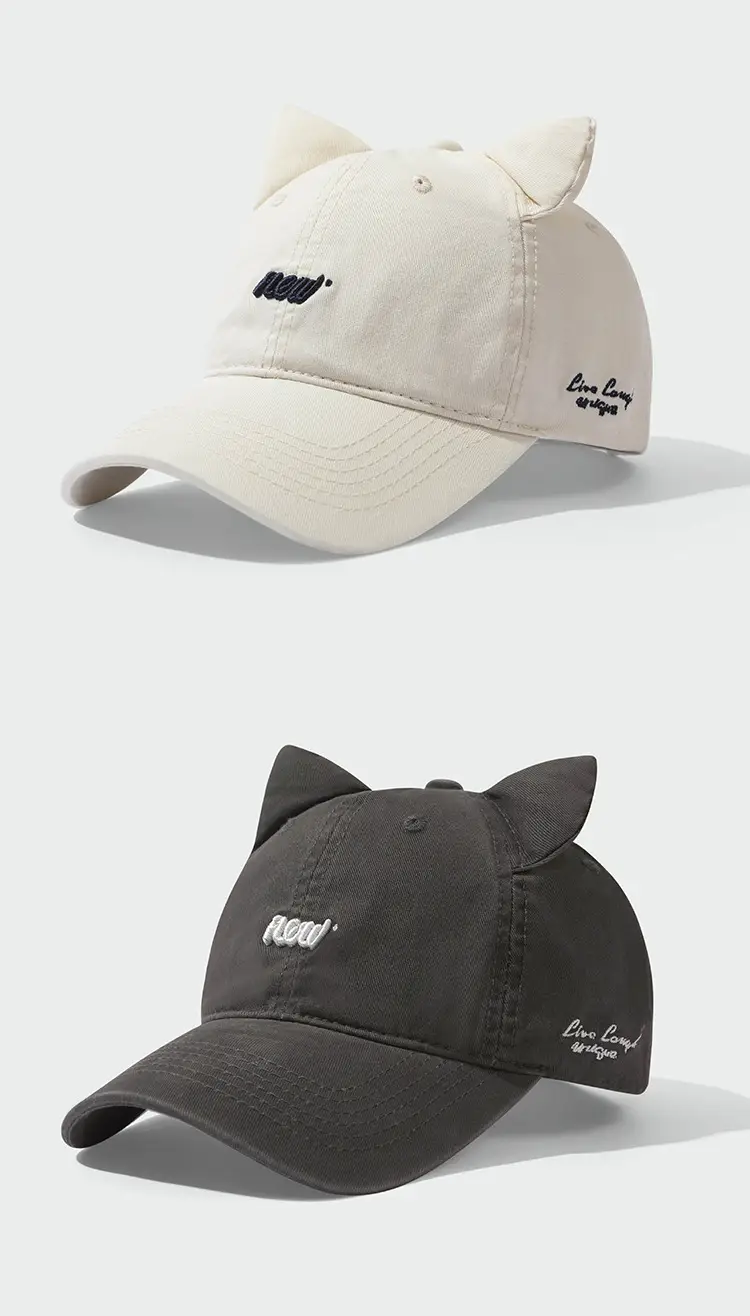 Cat Ear Baseball Caps with Letter Embroidery — feature 13