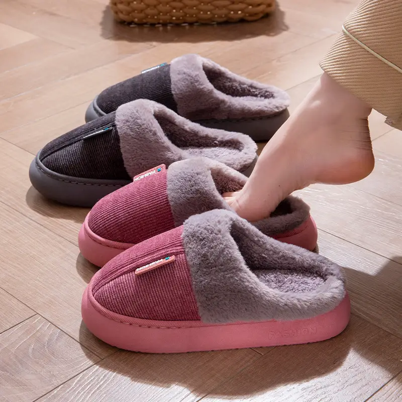 Cotton Slippers for Women, Winter Home Indoor Thick-Soled Non-Slip Thickeneded Slippers for the Elderly, Cold-Proof and Warm Cotton Shoes for Men