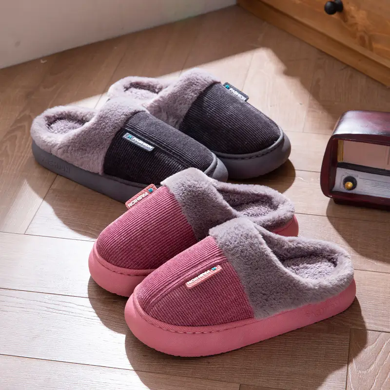 Cotton Slippers for Women, Winter Home Indoor Thick-Soled Non-Slip Thickeneded Slippers for the Elderly, Cold-Proof and Warm Cotton Shoes for Men